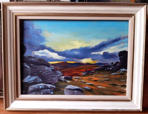 Hound Tor, storm brewing framed