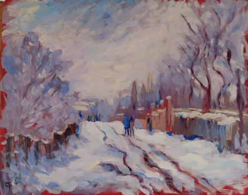 Snow at Argenteuil I - after Monet